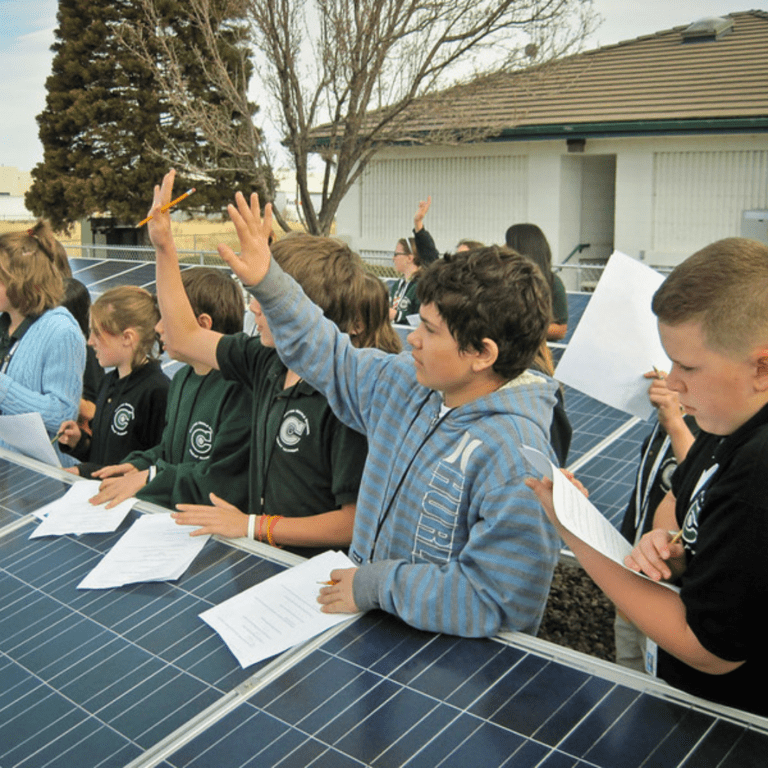 Children learning about solar