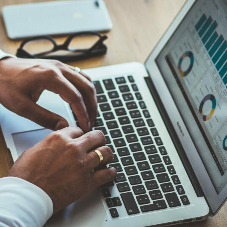 Laptop with graphs and charts