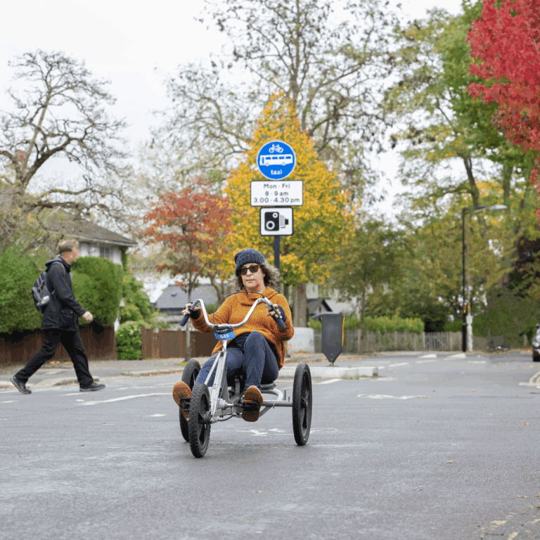 Person riding a recumbent bike