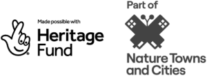 National Lottery Heritage Fund logo. Part of Nature Towns and Cities