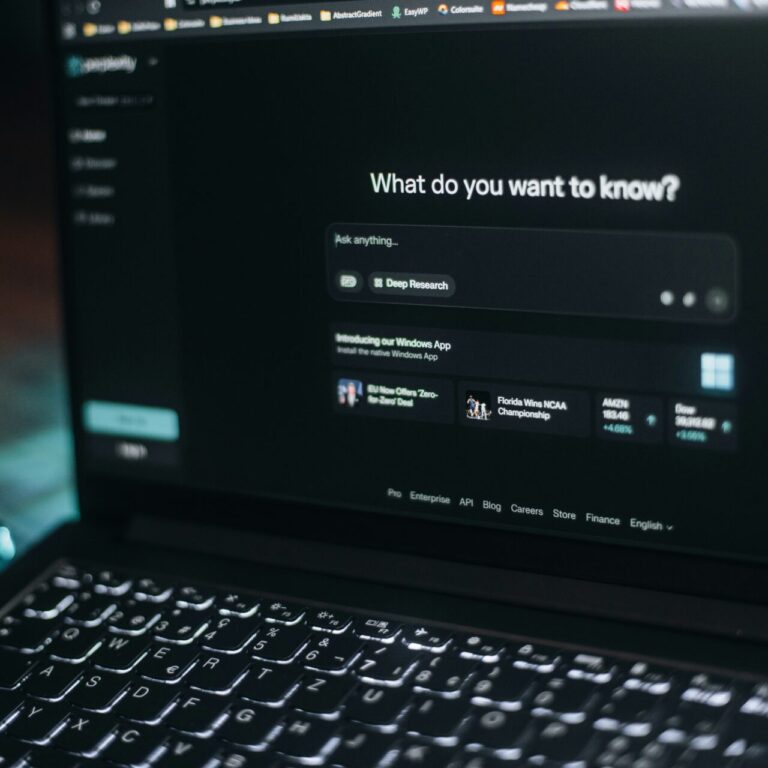 Laptop with a AI platform on the screen
